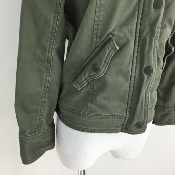A&F ABERCROMBIE & FITCH Green Hooded Denim Feel Logo Hardware Jacket - Picture 10 of 14